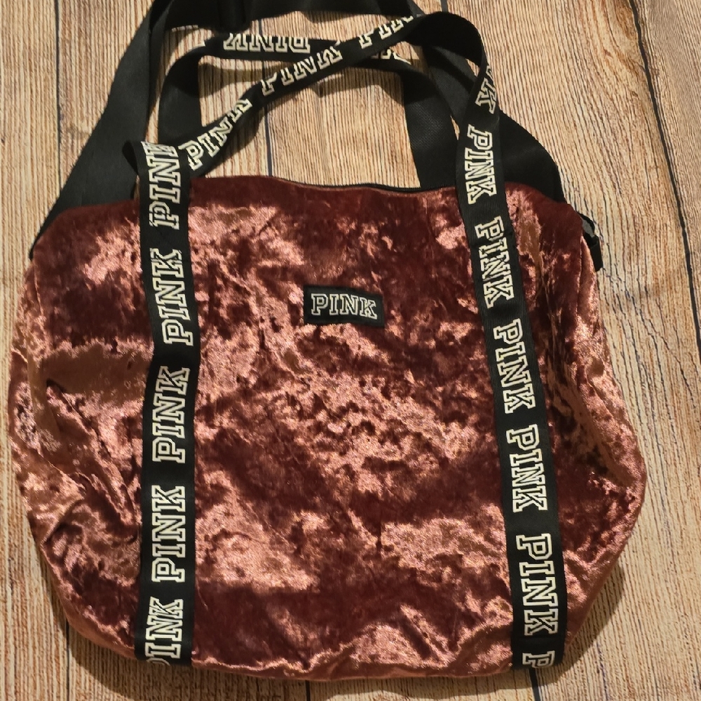 PINK Victoria's Secret Brown Tote Bag with Logo Straps